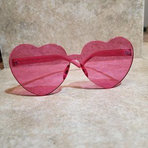 Heart Shaped Clear Pink Sunglasses
